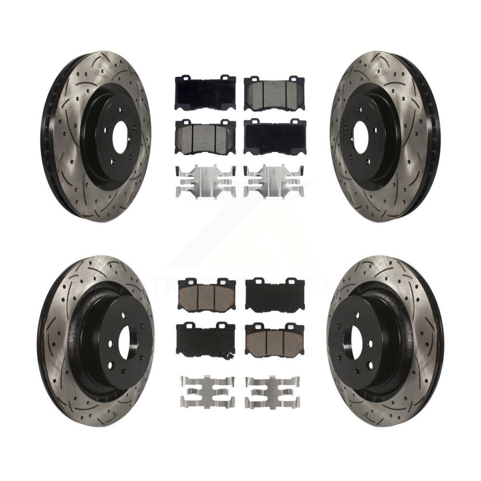Front Rear Coated Drilled Slotted Disc Brake Rotors And Ceramic Pads Kit For INFINITI G37 Nissan 370Z Q60 Z KDC-100579