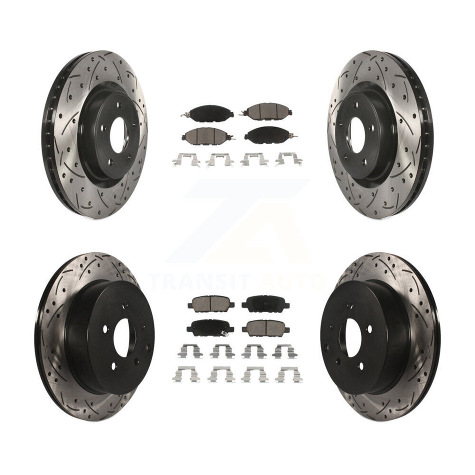 Front Rear Coated Drilled Slotted Disc Brake Rotors And Ceramic Pads Kit For Nissan Pathfinder Murano INFINITI QX60 JX35 KDC-100580