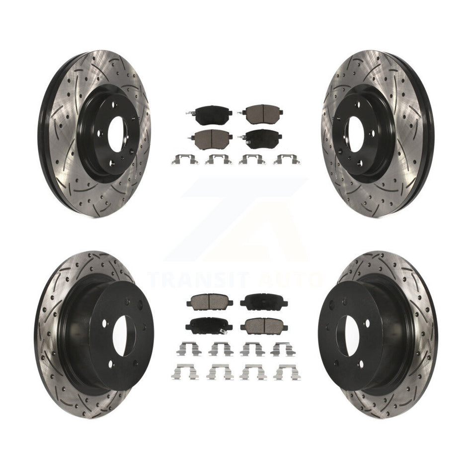 Front Rear Coated Drilled Slotted Disc Brake Rotors And Ceramic Pads Kit For Nissan Altima Maxima KDC-100584