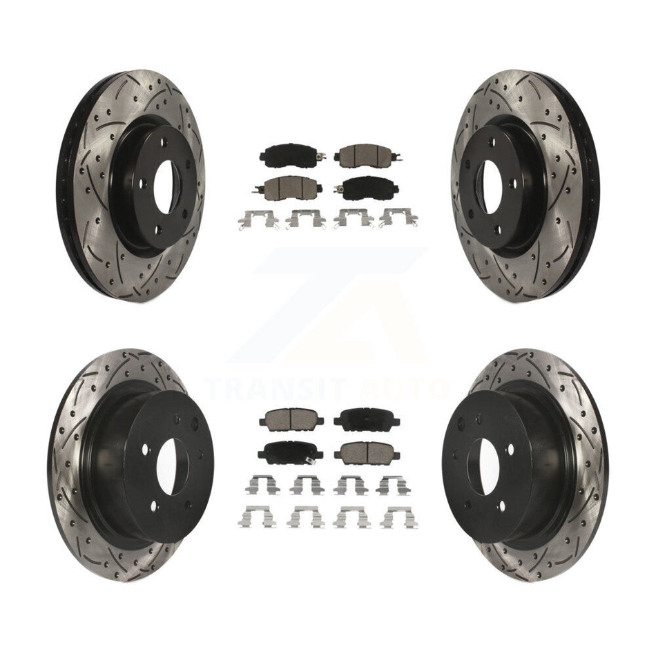 Front Rear Coated Drilled Slotted Disc Brake Rotors And Ceramic Pads Kit For Nissan Altima KDC-100589