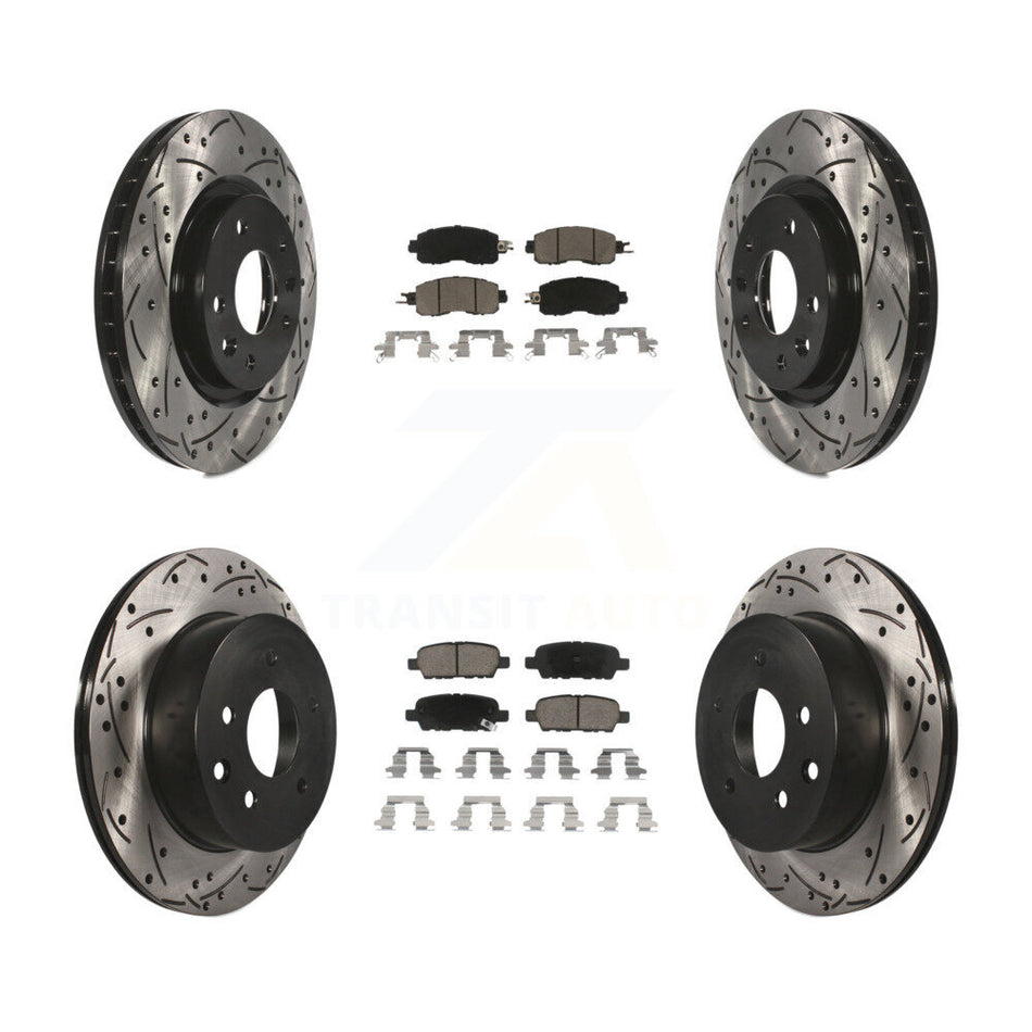 Front Rear Coated Drilled Slotted Disc Brake Rotors And Ceramic Pads Kit For Nissan LEAF KDC-100594