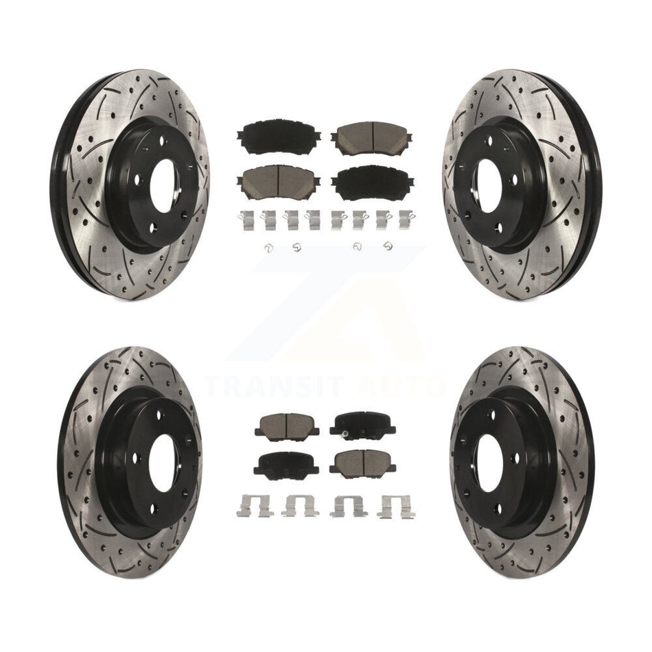 Front Rear Coated Drilled Slotted Disc Brake Rotors And Ceramic Pads Kit For Mazda 6 KDC-100604