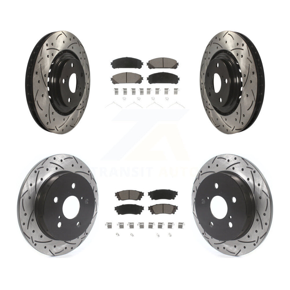 Front Rear Coated Drilled Slotted Disc Brake Rotors And Ceramic Pads Kit For Lexus NX200t NX300 NX300h KDC-100608