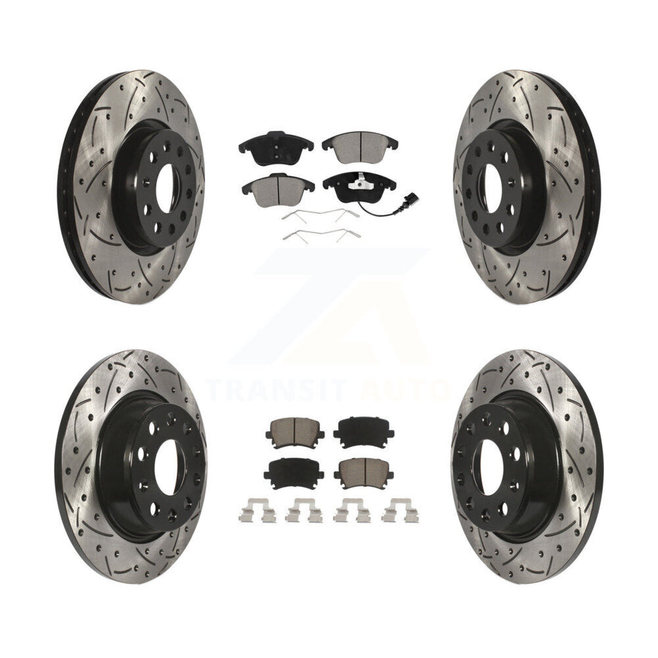 Front Rear Coated Drilled Slotted Disc Brake Rotors And Ceramic Pads Kit For Volkswagen Tiguan Audi Q3 Limited Quattro KDC-100616
