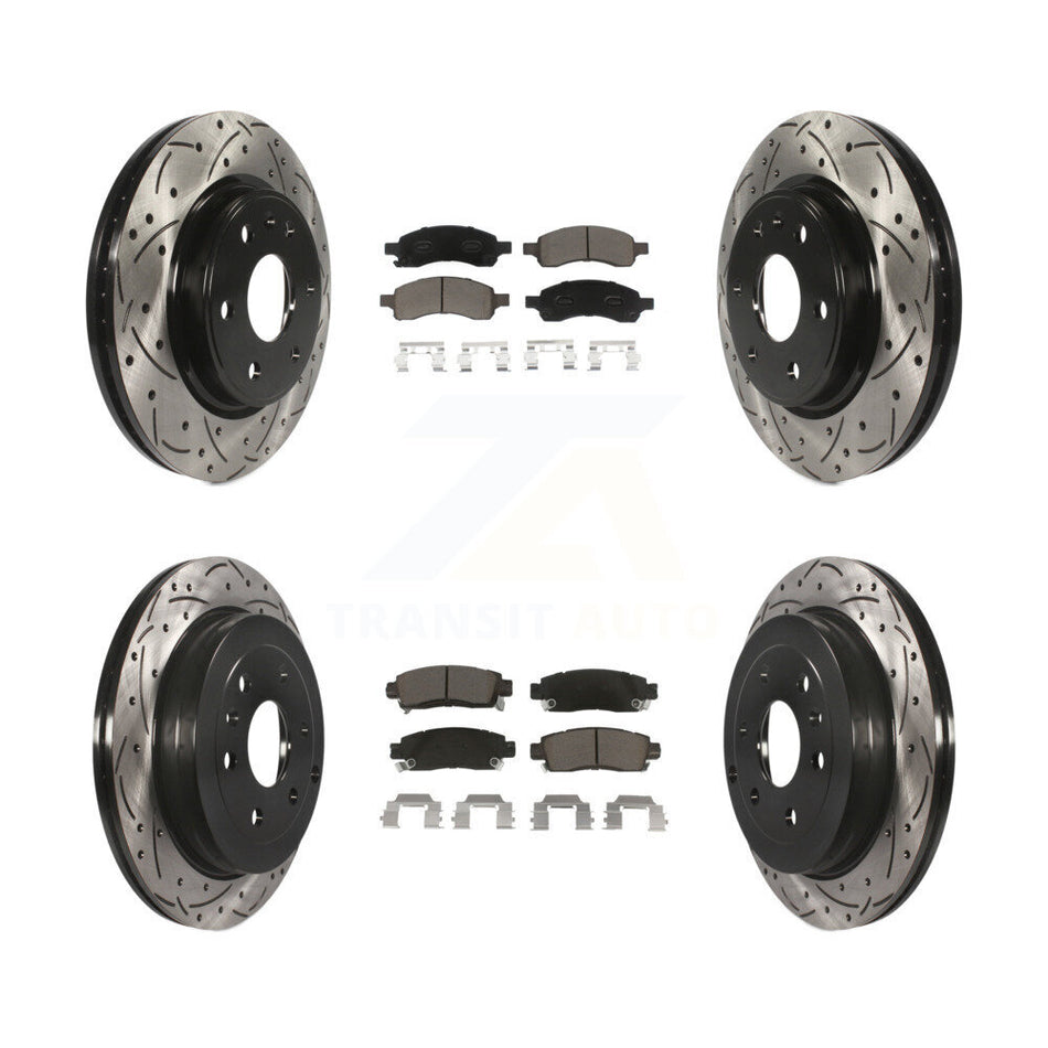Front Rear Coated Drilled Slotted Disc Brake Rotors And Ceramic Pads Kit For Chevrolet Traverse GMC Acadia Buick Enclave Saturn Outlook Limited KDC-100619
