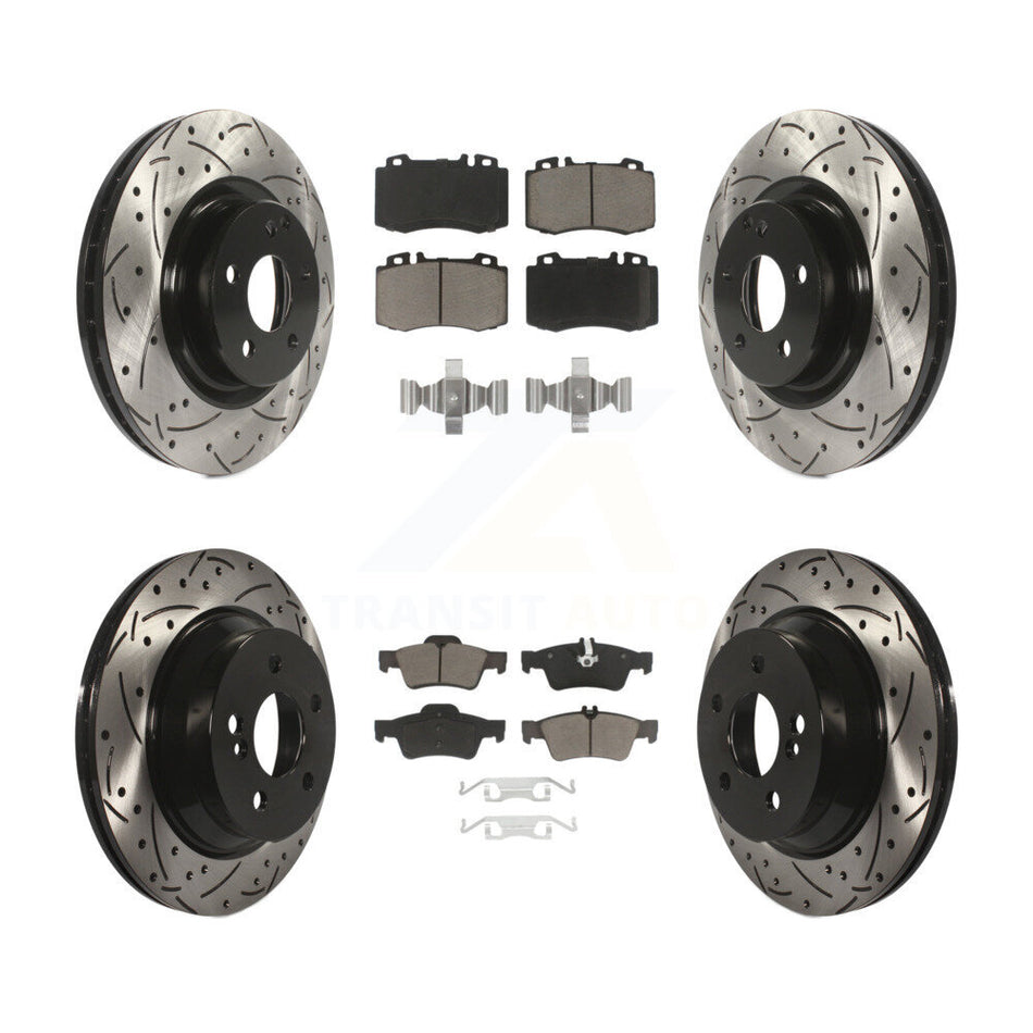 Front Rear Coated Drilled Slotted Disc Brake Rotors And Ceramic Pads Kit For Mercedes-Benz CLS550 CLS500 E550 KDC-100625