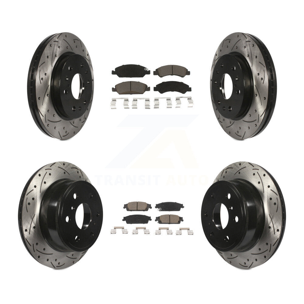 Front Rear Drill Slot Brake Rotor Ceramic Pad Kit For GMC Sierra 1500 Chevrolet Silverado KDC-100626