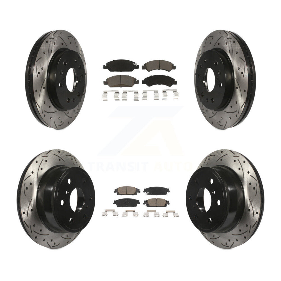 Front Rear Drill Slot Brake Rotor Ceramic Pad Kit For GMC Sierra 1500 Chevrolet Silverado KDC-100626