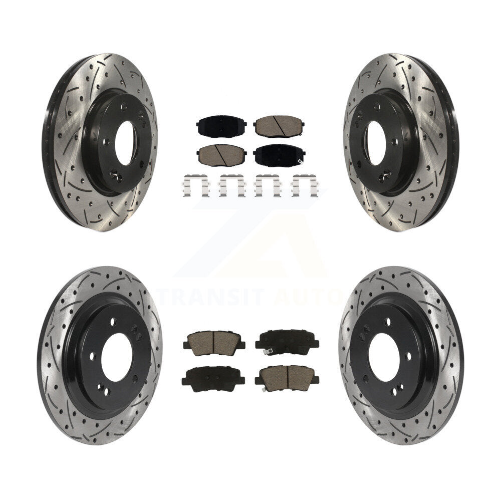Front Rear Drill Slot Disc Brake Rotors Ceramic Pad Kit For Kia Forte5 Hyundai Elantra GT KDC-100632