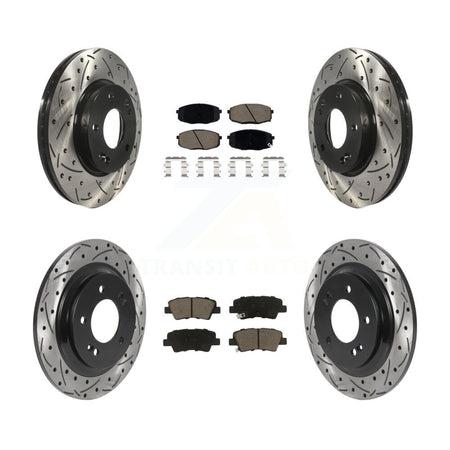Front Rear Drill Slot Disc Brake Rotors Ceramic Pad Kit For Kia Forte5 Hyundai Elantra GT KDC-100632