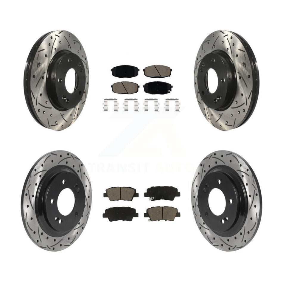 Front Rear Drill Slot Disc Brake Rotors Ceramic Pad Kit For Kia Forte5 Hyundai Elantra GT KDC-100632