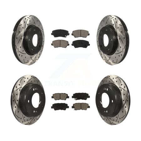 Front Rear Drilled Slot Brake Rotor Ceramic Pad Kit For Kia Forte Hyundai Forte5 Veloster KDC-100633