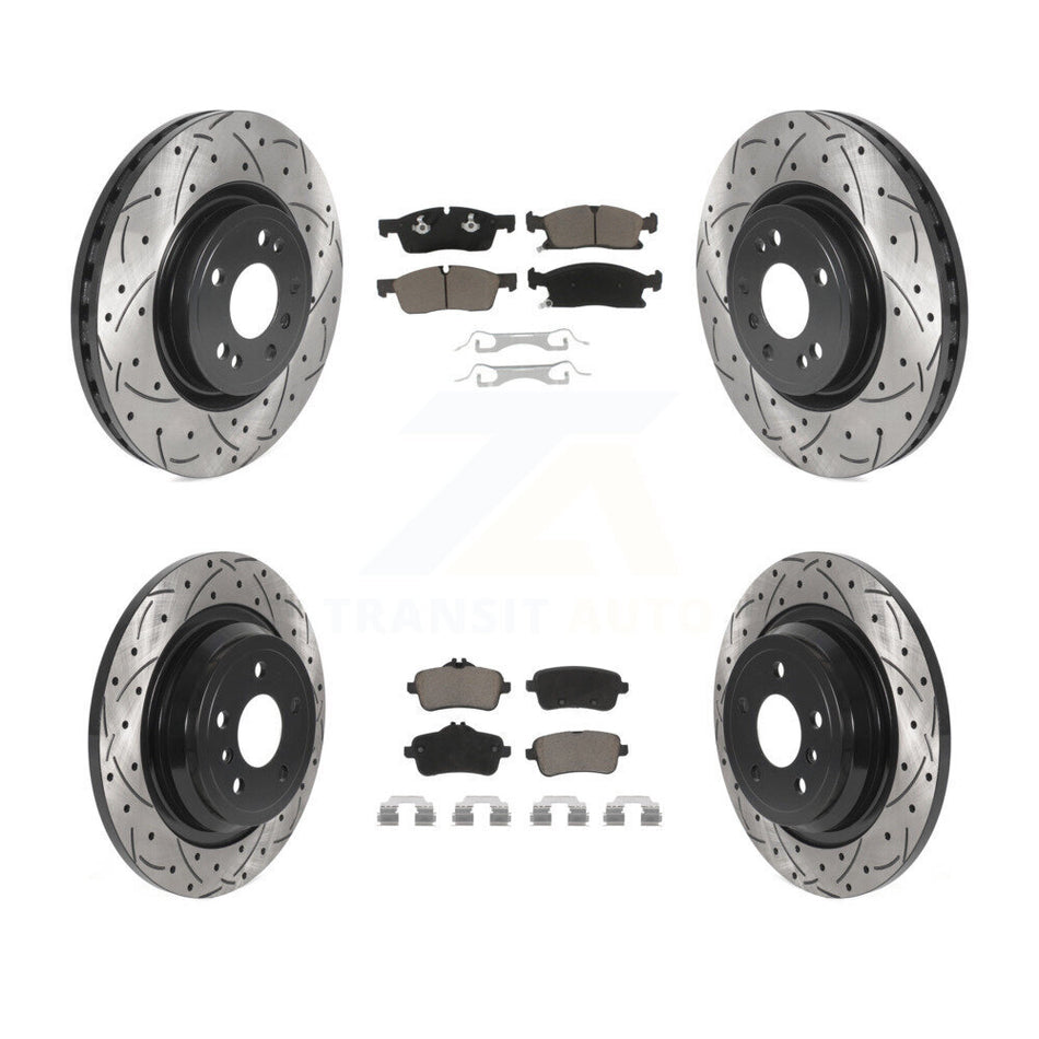 Front Rear Coated Drilled Slotted Disc Brake Rotors And Ceramic Pads Kit For Mercedes-Benz ML350 GLE350 ML250 GLE300d KDC-100637