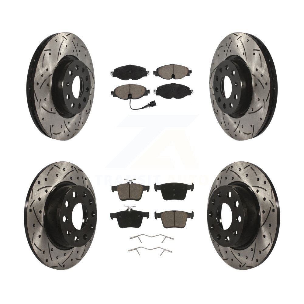 Front Rear Drill Slot Brake Rotors Ceramic Pad Kit For Volkswagen Taos Audi A3 Quattro TT KDC-100653
