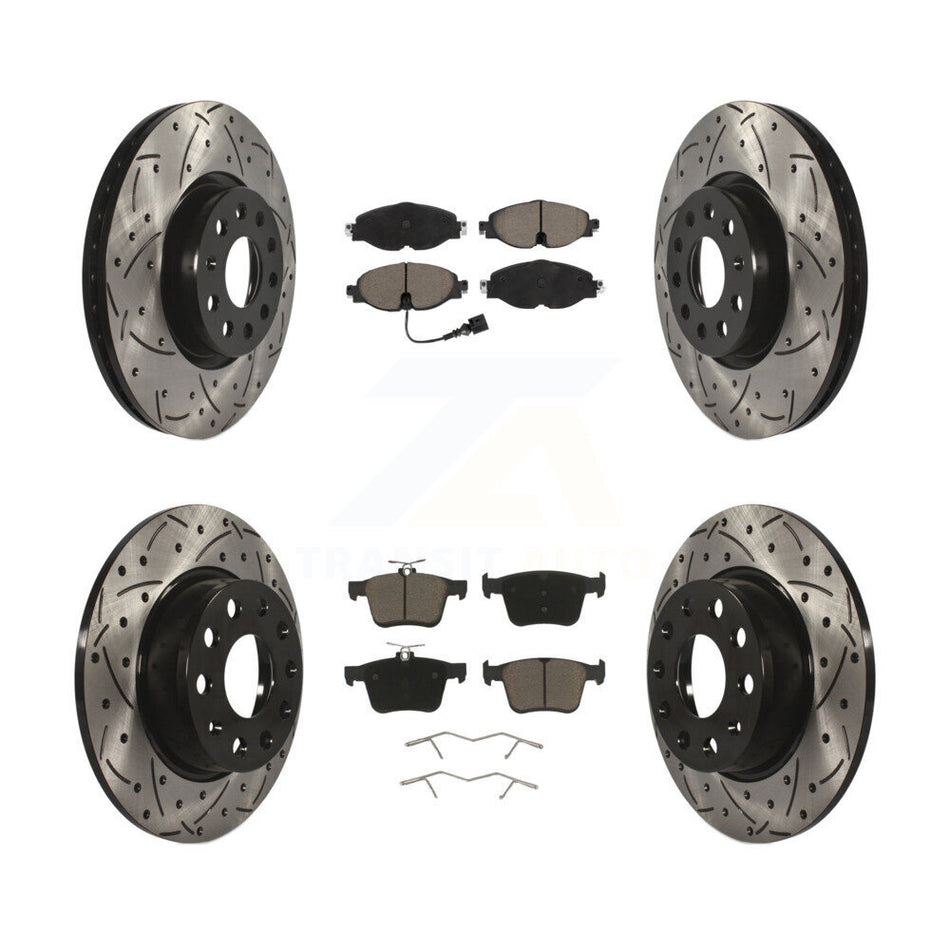 Front Rear Drill Slot Brake Rotors Ceramic Pad Kit For Volkswagen Taos Audi A3 Quattro TT KDC-100653