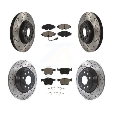 Front Rear Coated Drilled Slotted Disc Brake Rotors & Ceramic Pad Kit For Audi TT Quattro KDC-100654