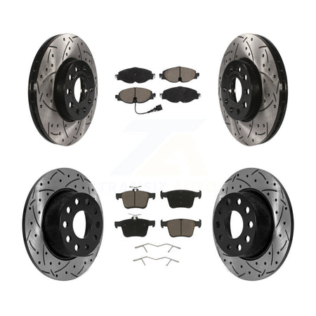 Front Rear Coated Drilled Slot Disc Brake Rotor Ceramic Pad Kit For Volkswagen Jetta Taos KDC-100656
