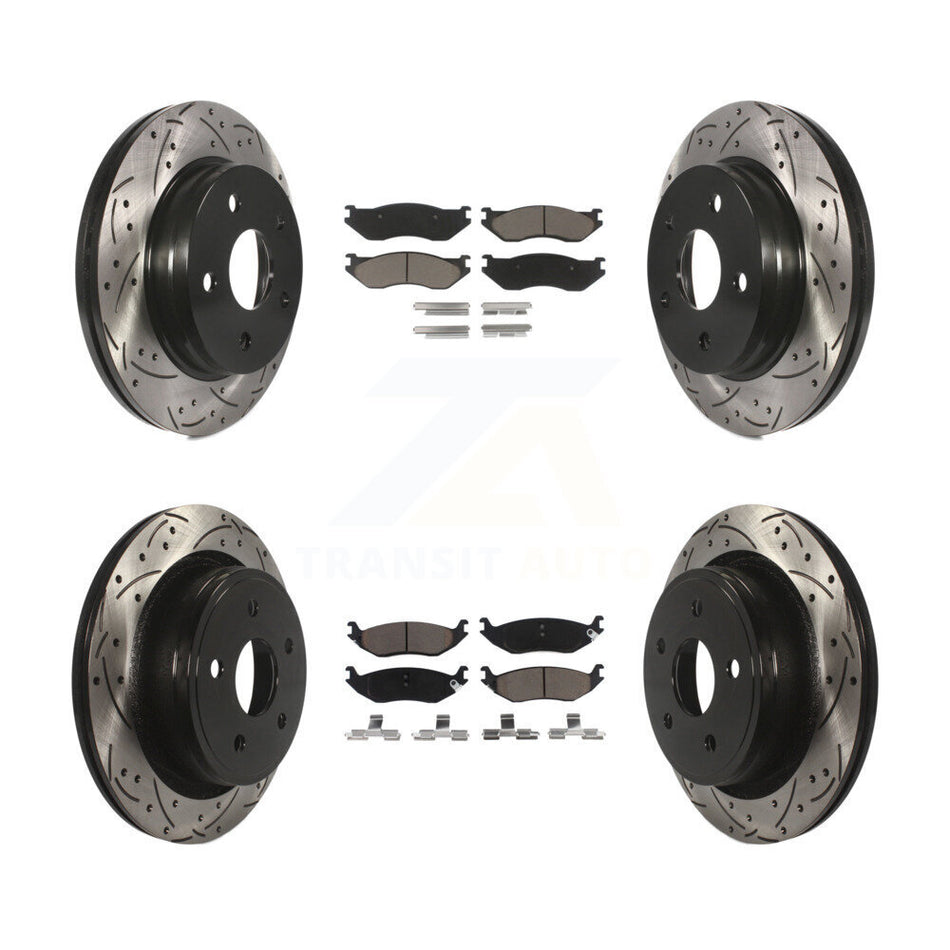 Front Rear Coated Drilled Slotted Disc Brake Rotors And Ceramic Pads Kit For Dodge Ram 1500 KDC-100657