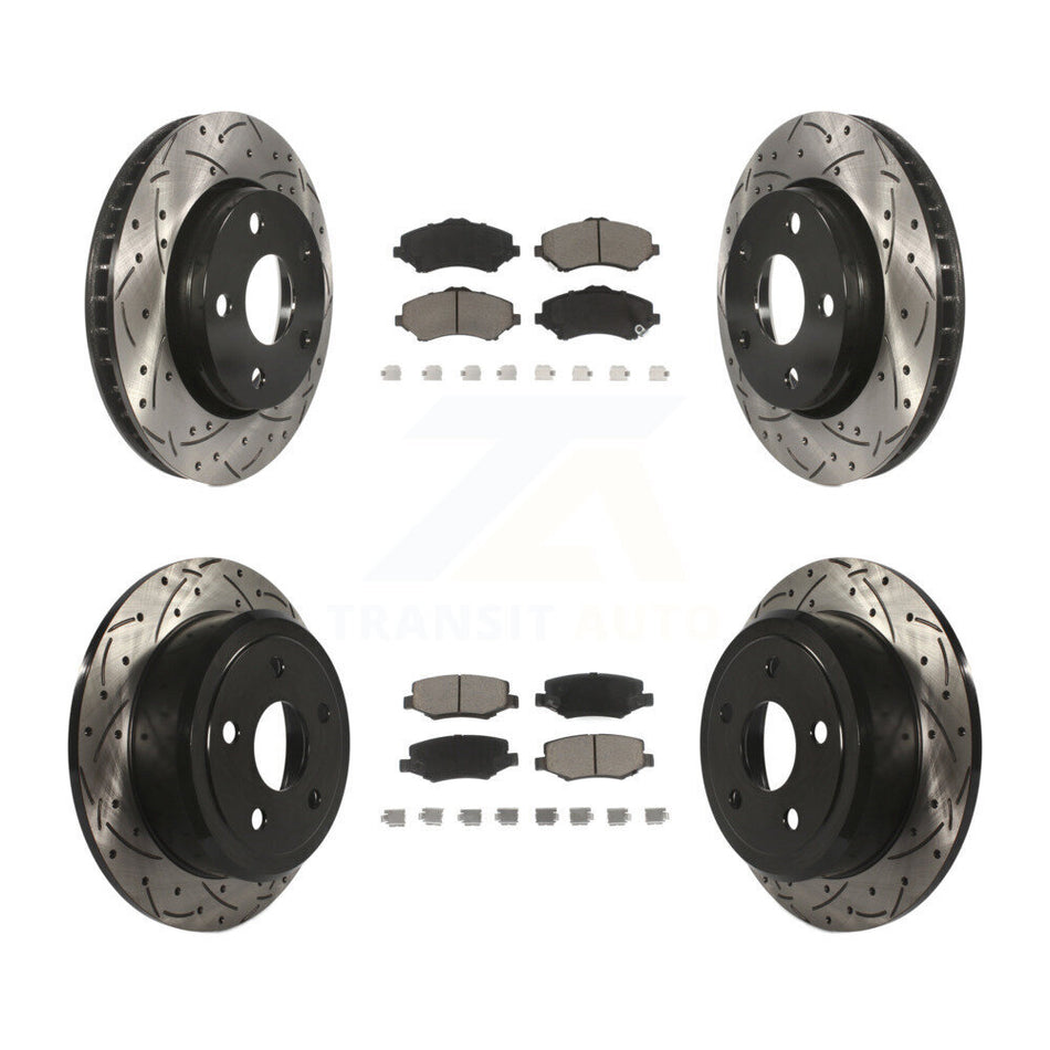 Front Rear Coated Drilled Slotted Disc Brake Rotors And Ceramic Pads Kit For Jeep Wrangler JK KDC-100658