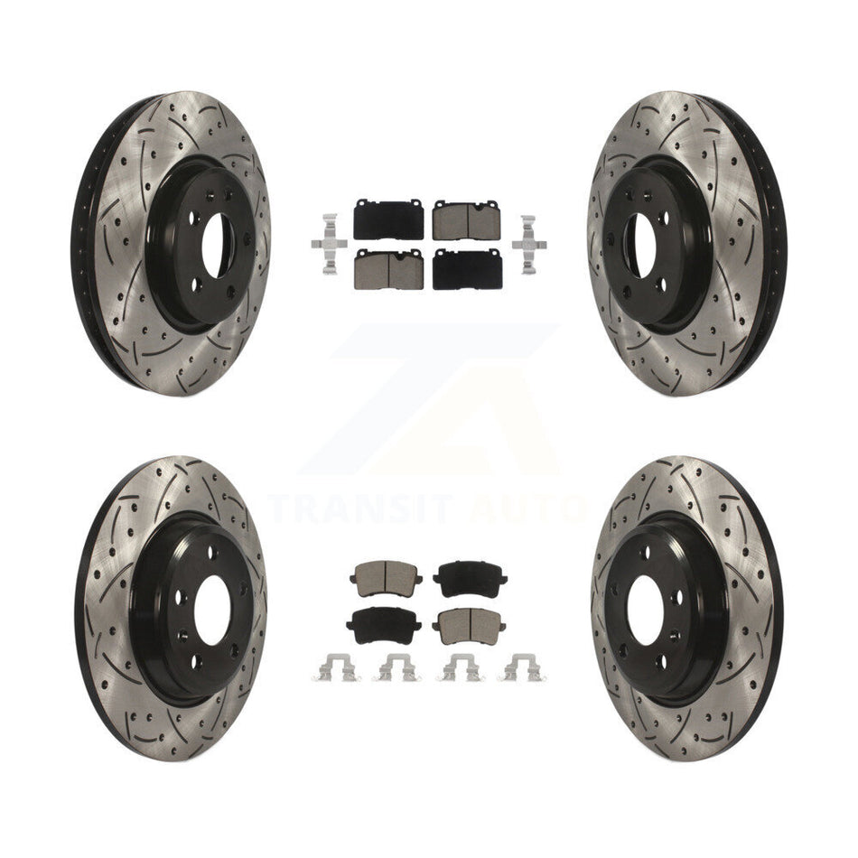 Front Rear Coated Drilled Slotted Disc Brake Rotors And Ceramic Pads Kit For Audi Q5 KDC-100660