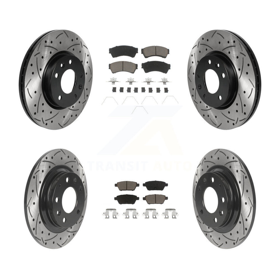 Front Rear Coated Drilled Slotted Disc Brake Rotors And Ceramic Pads Kit For Ford Fusion Mazda 6 Lincoln MKZ Mercury Milan Zephyr KDC-100672