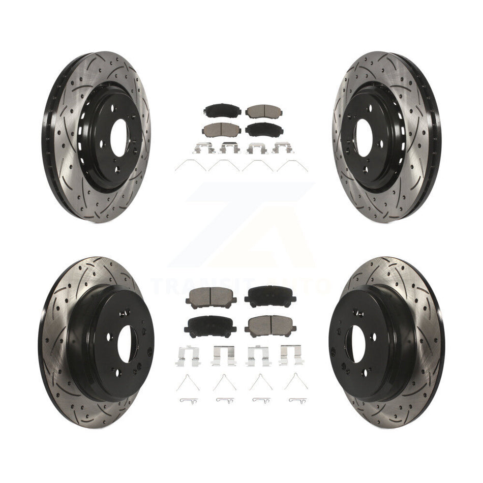 Front Rear Coated Drilled Slotted Disc Brake Rotors And Ceramic Pads Kit For 2015-2017 Honda Odyssey KDC-100677