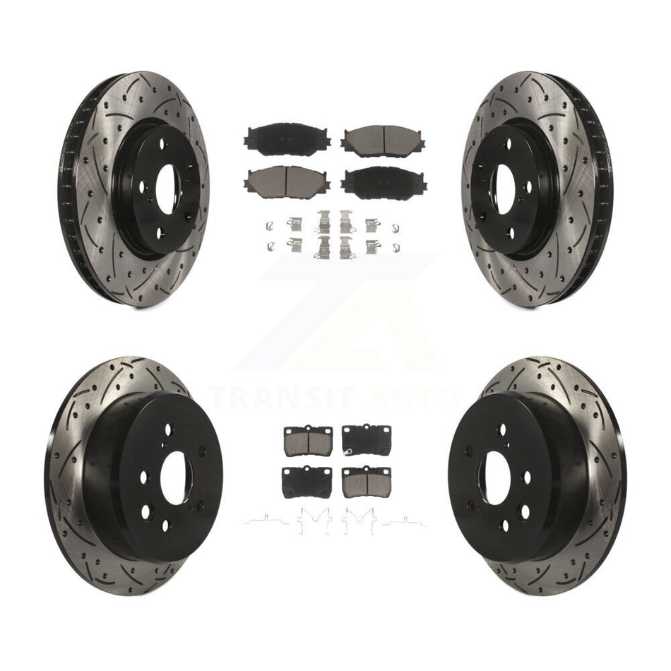 Front Rear Coated Drilled Slotted Disc Brake Rotors And Ceramic Pads Kit For Lexus IS250 KDC-100681