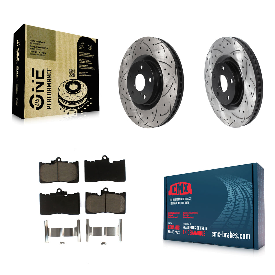 Front Coated Drilled Slotted Disc Brake Rotors And Ceramic Pads Kit For Lexus GS350 IS300 IS350 RC350 IS200t RC300 RC200t GS300 GS450h GS200t GS460 KDC-100686