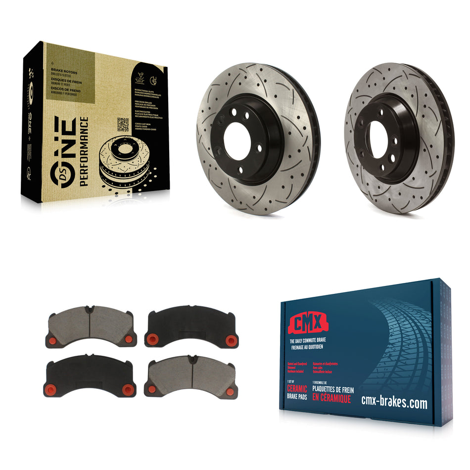 Front Coated Drilled Slotted Disc Brake Rotors And Ceramic Pads Kit For Porsche Cayenne KDC-100689