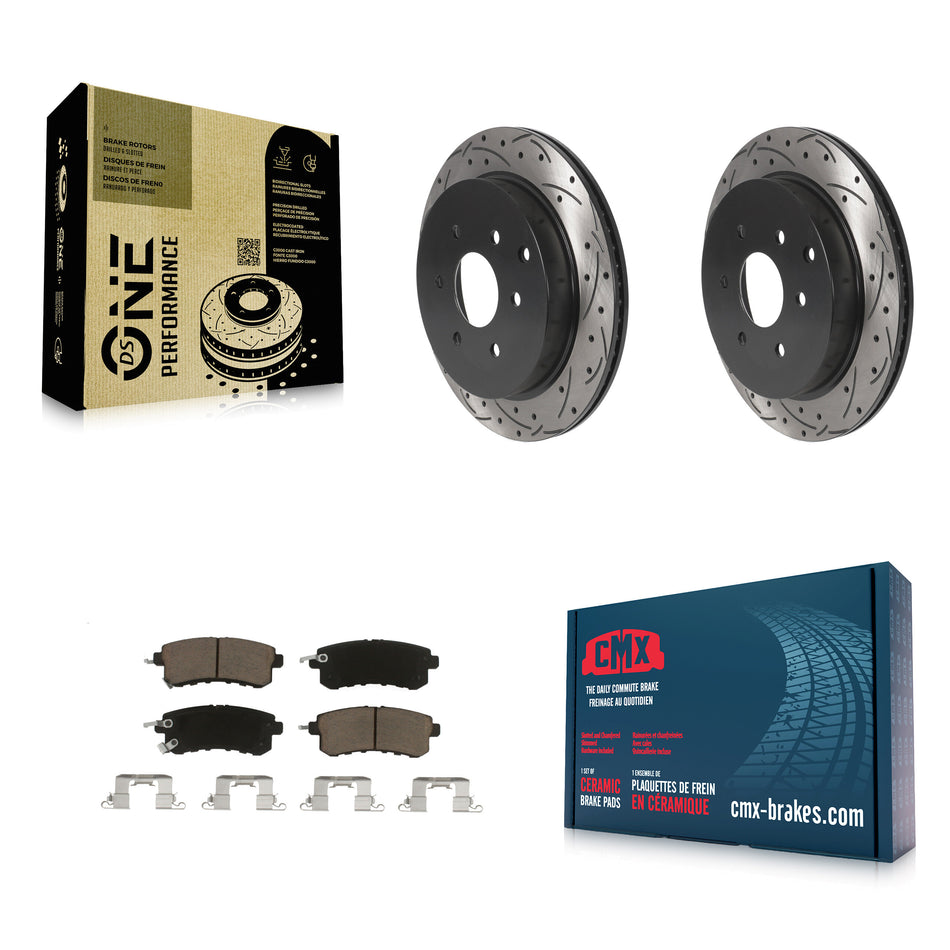 Rear Coated Drilled Slotted Disc Brake Rotors And Ceramic Pads Kit For INFINITI Nissan Armada QX80 QX56 KDC-100692