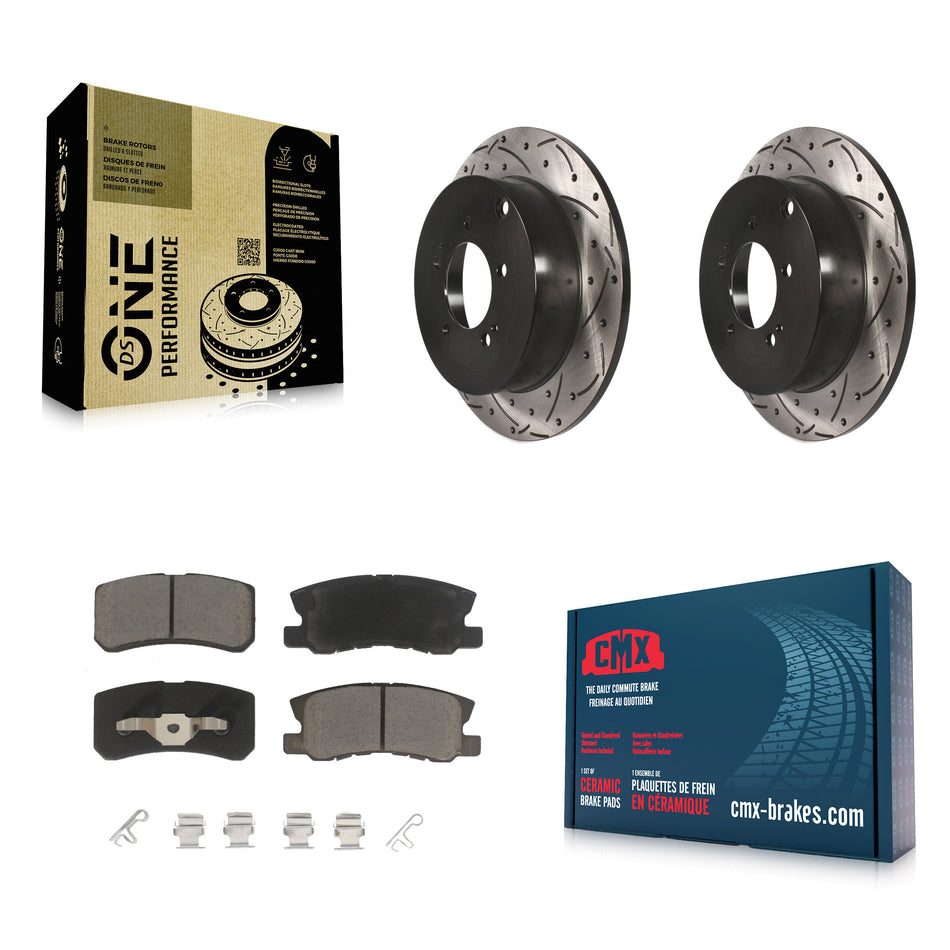Rear Coated Drilled Slotted Disc Brake Rotors And Ceramic Pads Kit For Mitsubishi Lancer Outlander KDC-100715