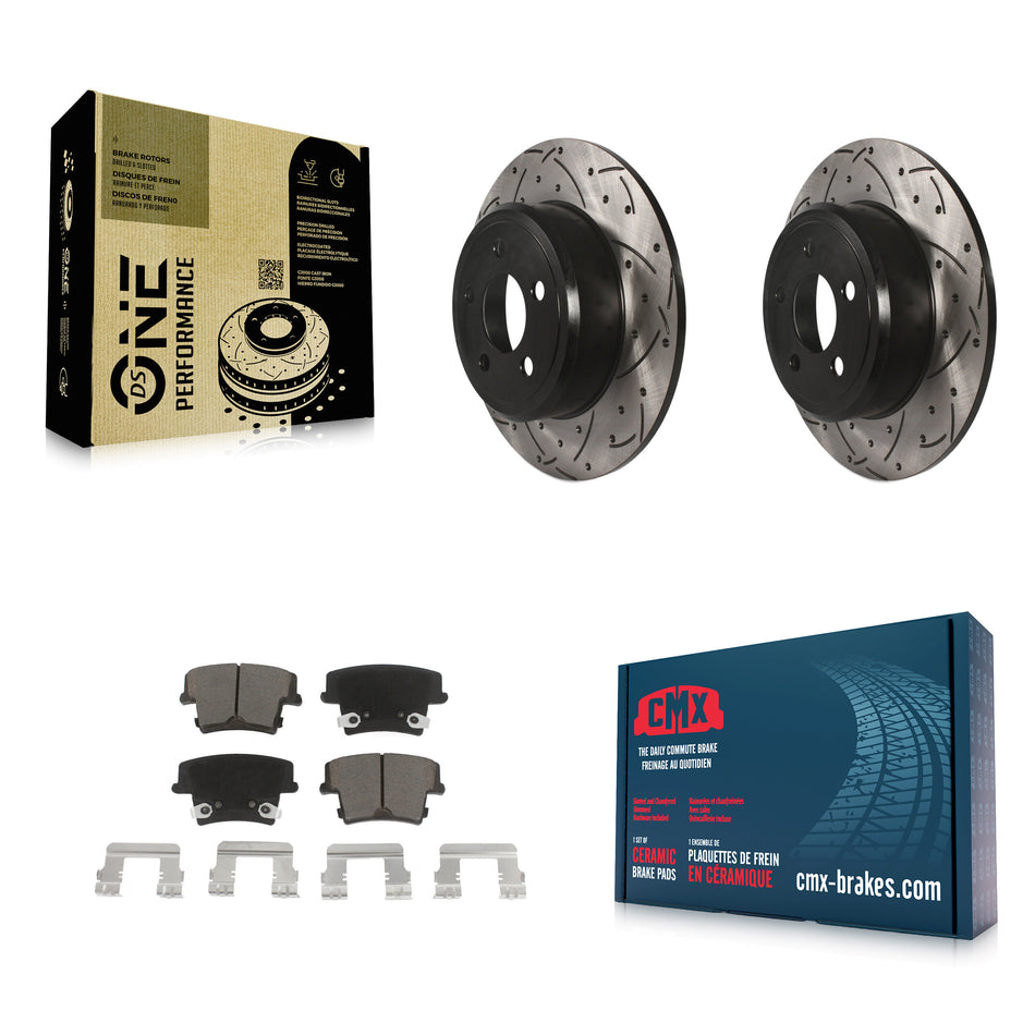 Rear Coated Drilled Slotted Disc Brake Rotors And Ceramic Pads Kit For Dodge Charger Chrysler 300 Challenger Magnum Avenger KDC-100719