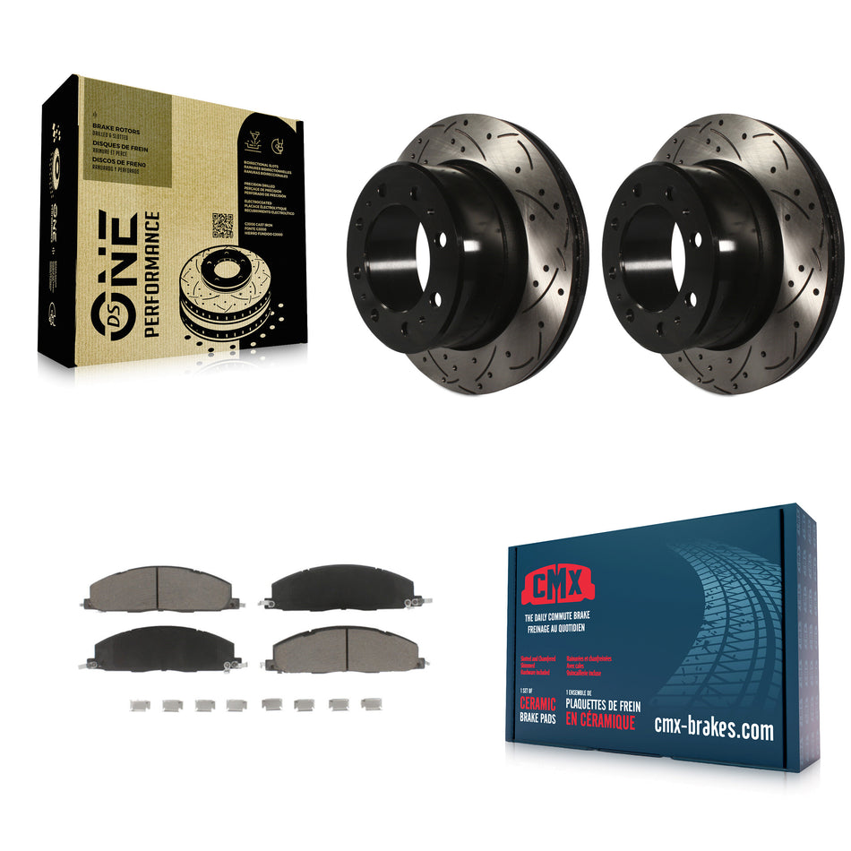 Rear Coated Drilled Slotted Disc Brake Rotors And Ceramic Pads Kit For Ram 2500 3500 1500 Dodge KDC-100721