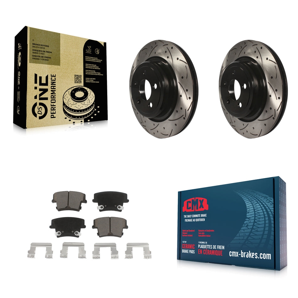 Rear Coated Drilled Slotted Disc Brake Rotors And Ceramic Pads Kit For Dodge Charger Magnum KDC-100723