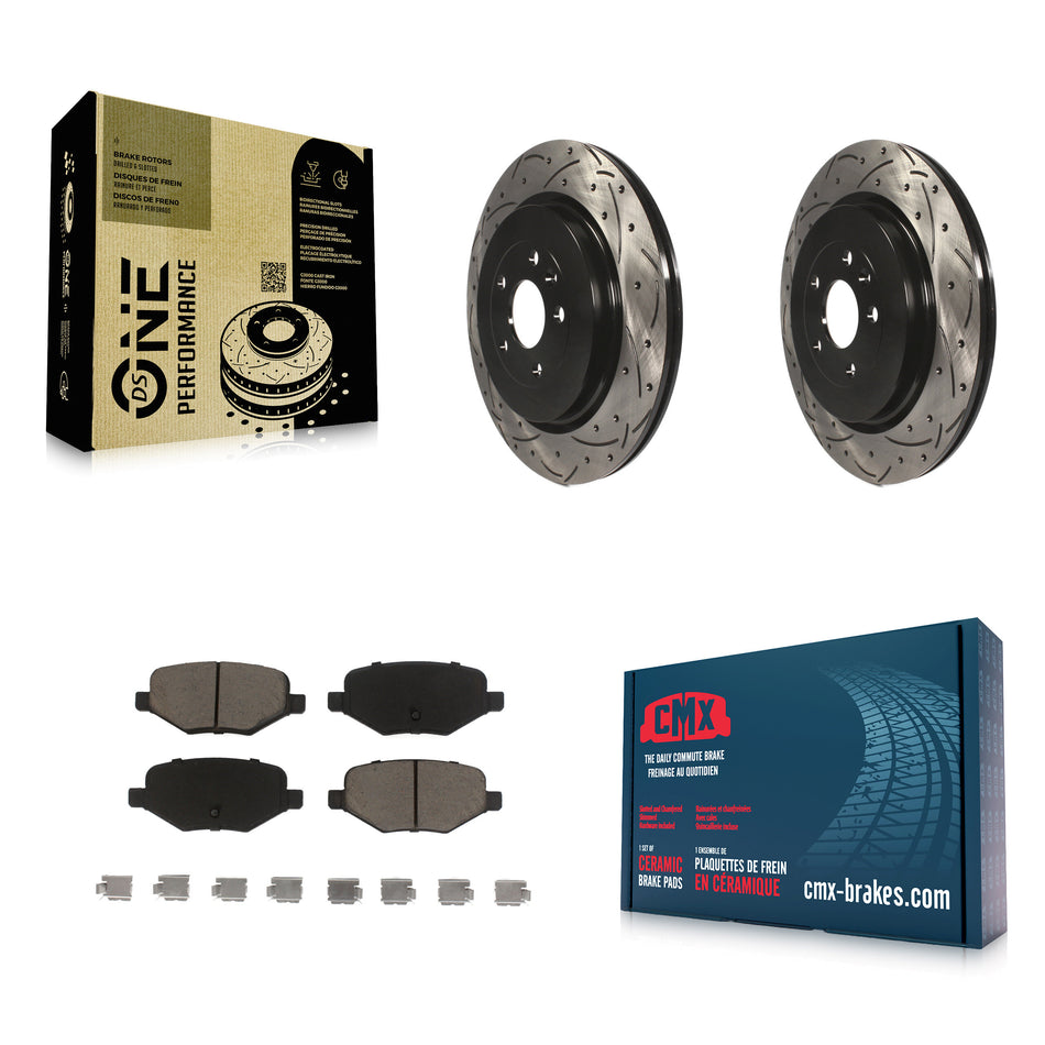 Rear Coated Drilled Slotted Disc Brake Rotors And Ceramic Pads Kit For Ford Explorer Police Interceptor Utility Lincoln MKS Flex Taurus MKT KDC-100729