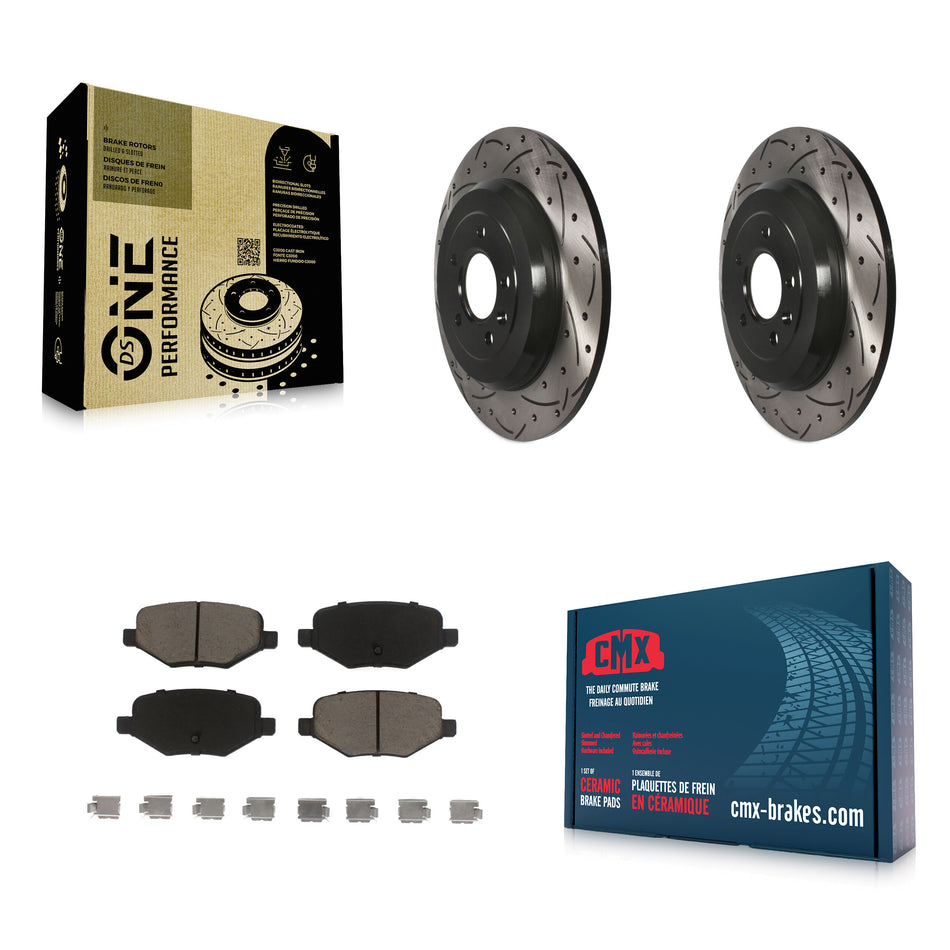 Rear Coated Drilled Slotted Disc Brake Rotors And Ceramic Pads Kit For Ford Explorer Edge Taurus Flex Lincoln MKX MKS MKT KDC-100730