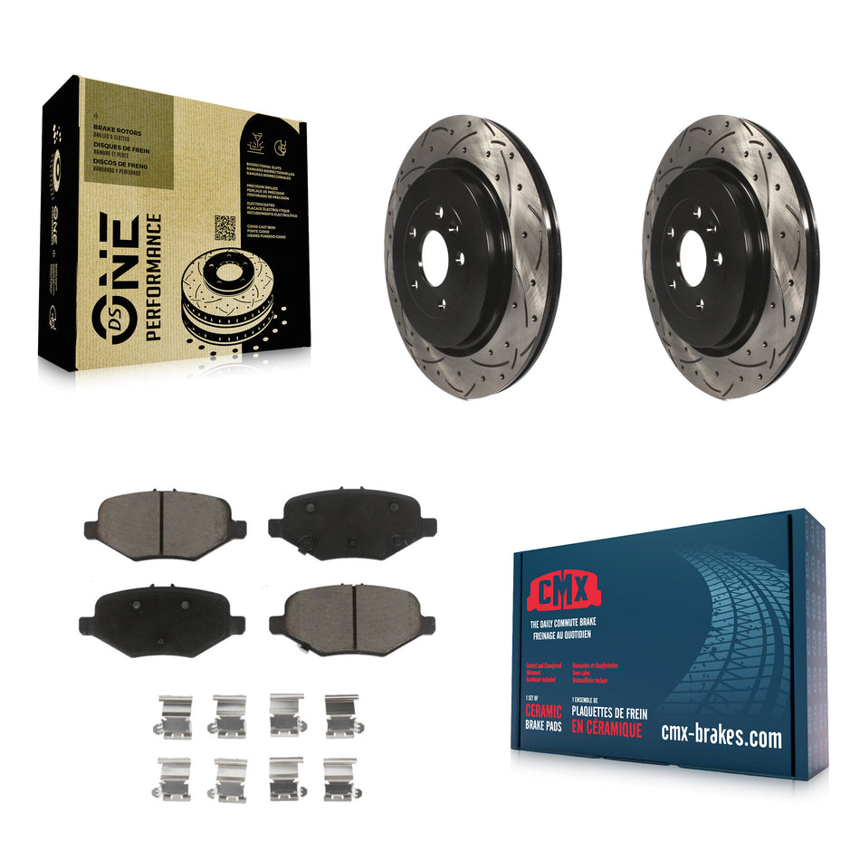 Rear Coated Drilled Slotted Disc Brake Rotors And Ceramic Pads Kit For Ford Explorer Taurus Flex Police Interceptor Sedan Lincoln MKT MKS Special Service KDC-100731