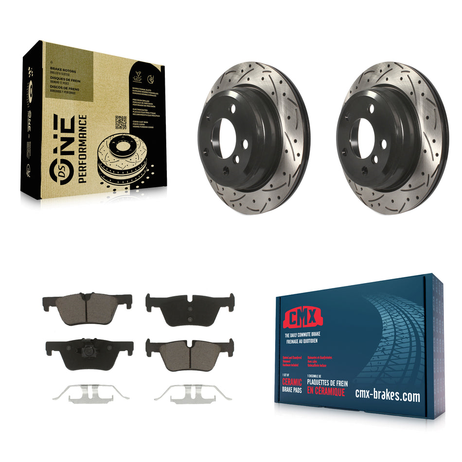 Rear Coated Drilled Slotted Disc Brake Rotors And Ceramic Pads Kit For BMW 328i xDrive 320i 330i 428i 430i Gran Coupe GT 328d KDC-100734