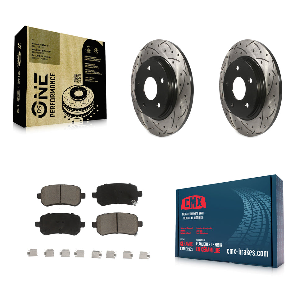 Rear Coated Drilled Slotted Disc Brake Rotors And Ceramic Pads Kit For Dodge Grand Caravan Chrysler Town & Country Journey Volkswagen Routan Ram C/V KDC-100737