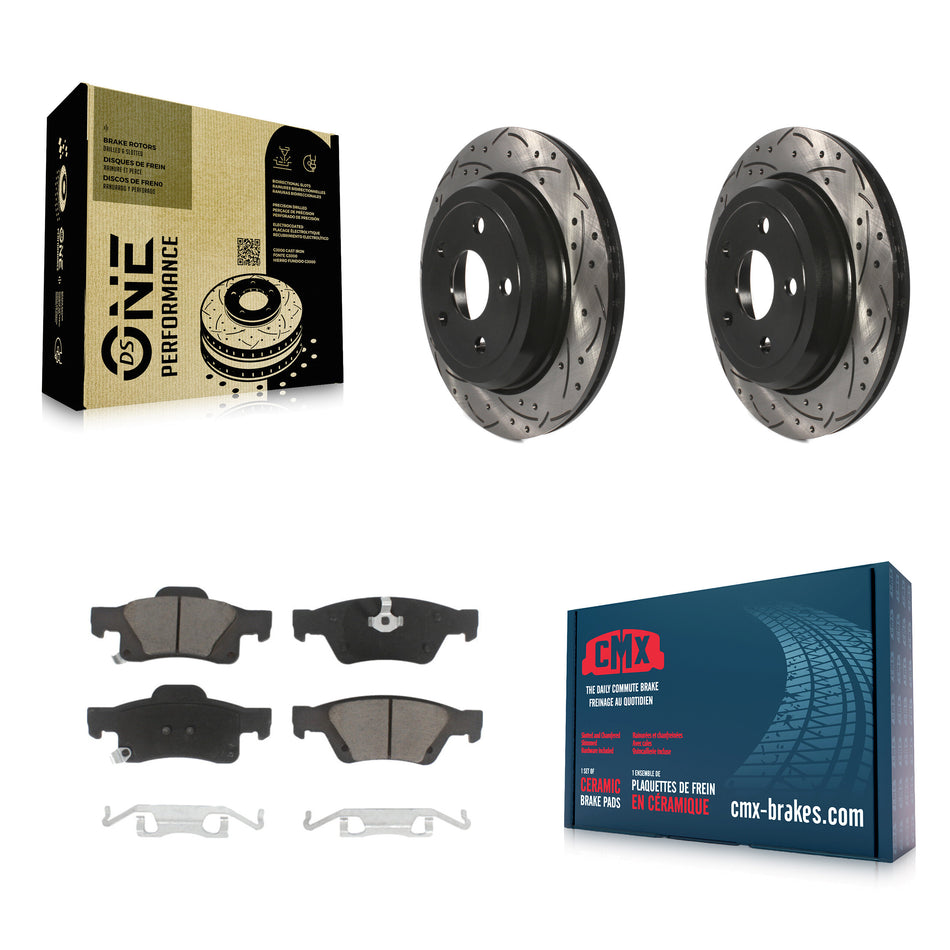 Rear Coated Drilled Slotted Disc Brake Rotors And Ceramic Pads Kit For Jeep Grand Cherokee Dodge Durango WK KDC-100743