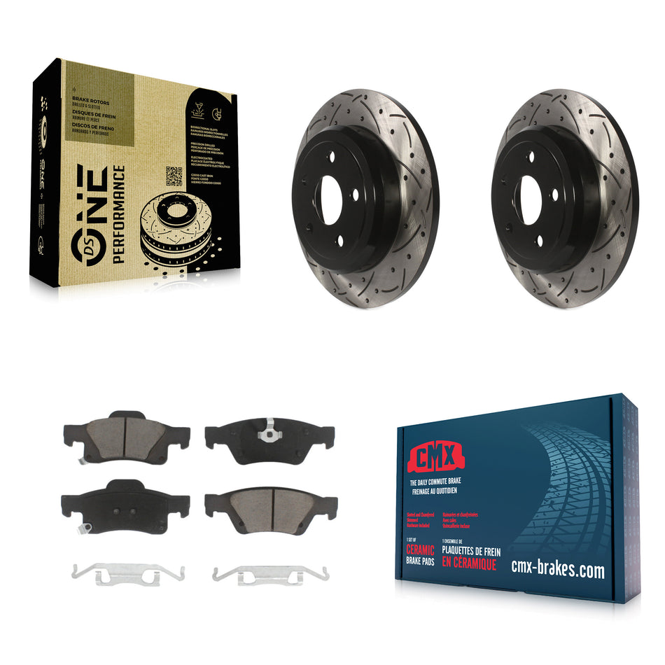 Rear Coated Drilled Slotted Disc Brake Rotors And Ceramic Pads Kit For Jeep Grand Cherokee Dodge Durango KDC-100744