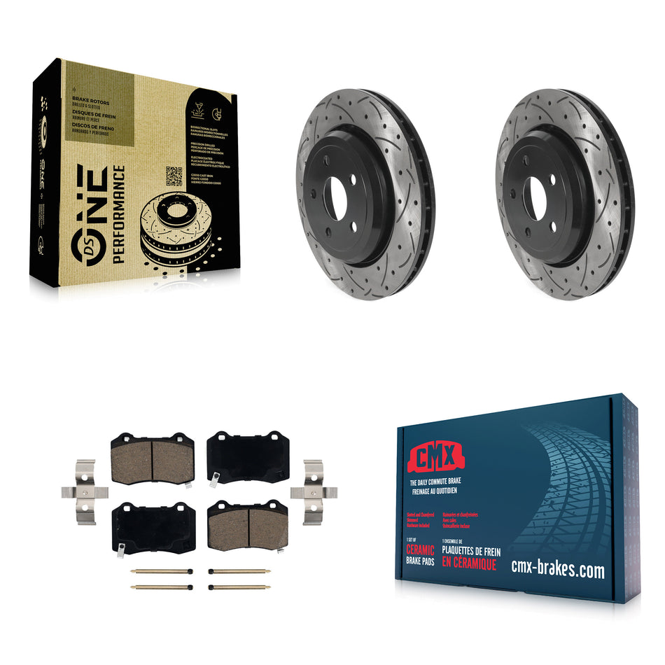 Rear Coated Drilled Slotted Disc Brake Rotors And Ceramic Pads Kit For Jeep Grand Cherokee Dodge Durango KDC-100745