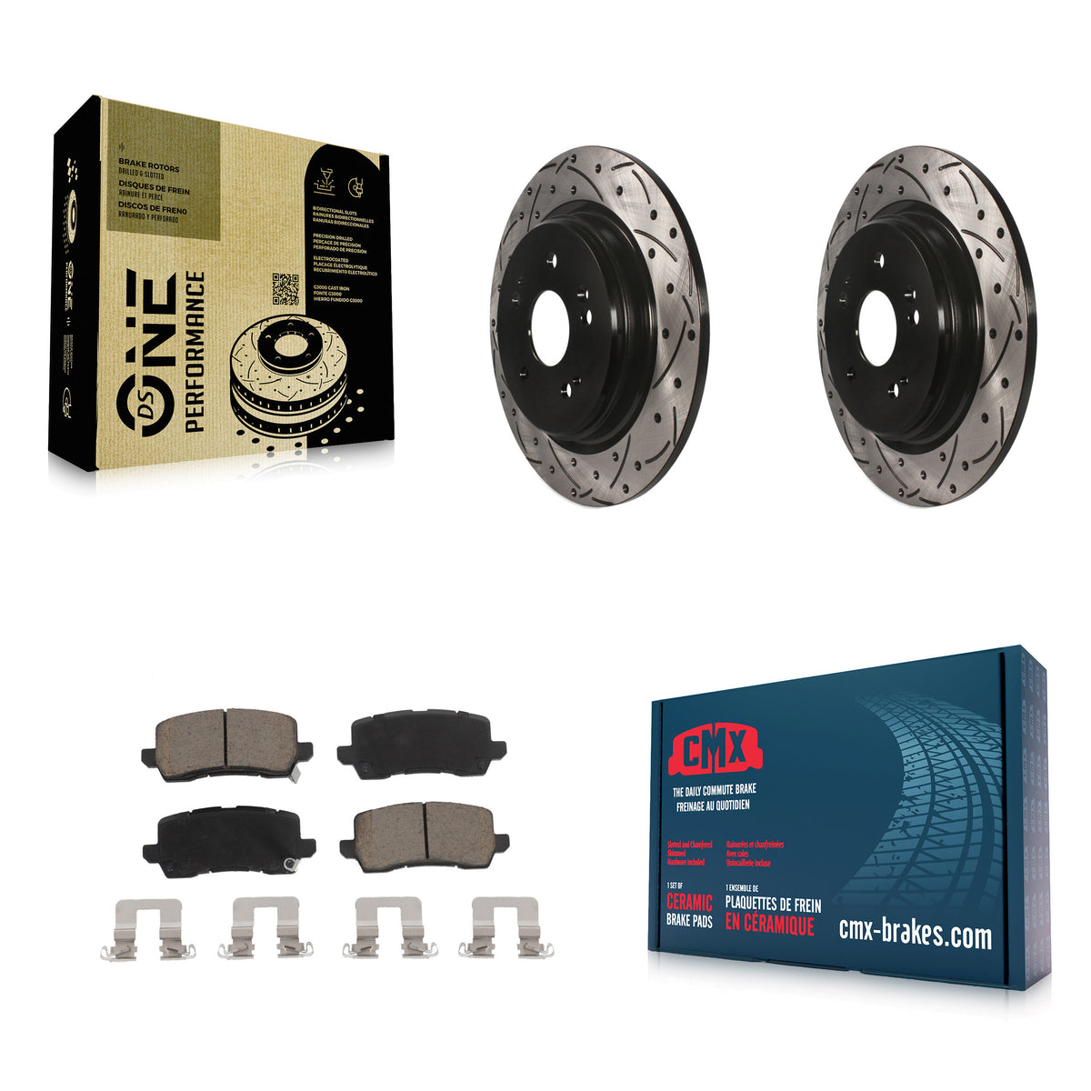 Rear Coated Drilled Slotted Disc Brake Rotors And Ceramic Pad Kit For 2015-2020 Acura TLX KDC-100747