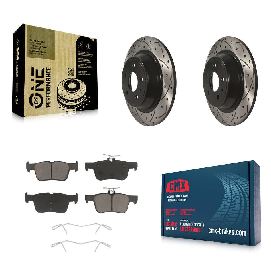 Rear Coated Drilled Slotted Disc Brake Rotors And Ceramic Pads Kit For Ford Fusion Lincoln MKZ KDC-100750