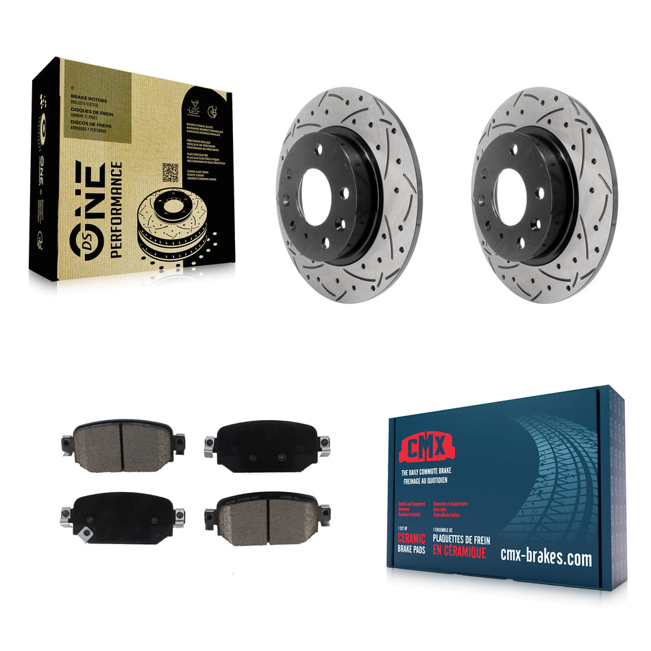Rear Coated Drilled Slotted Disc Brake Rotors And Ceramic Pads Kit For Mazda 3 CX-3 Sport KDC-100754