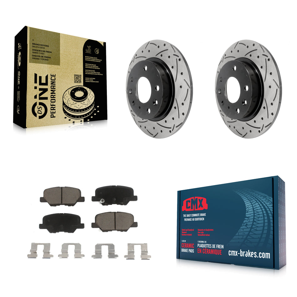 Rear Coated Drilled Slotted Disc Brake Rotors And Ceramic Pads Kit For Mazda 3 Sport KDC-100755