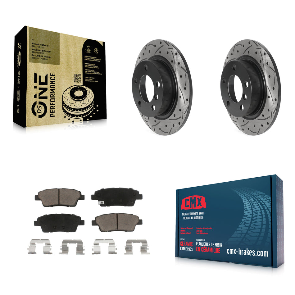 Rear Coated Drilled Slotted Disc Brake Rotors And Ceramic Pads Kit For Mini Cooper Countryman Paceman KDC-100758