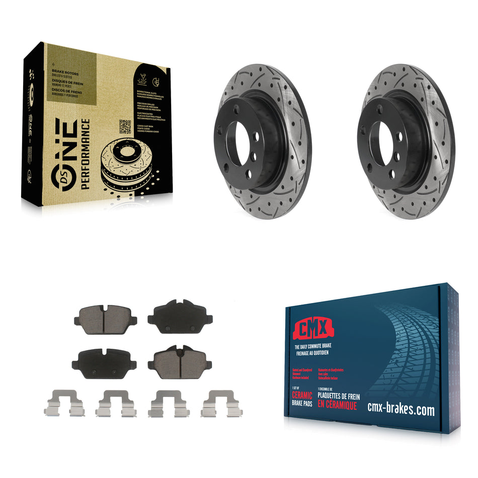 Rear Coated Drilled Slotted Disc Brake Rotors And Ceramic Pads Kit For Mini Cooper Countryman Paceman KDC-100759