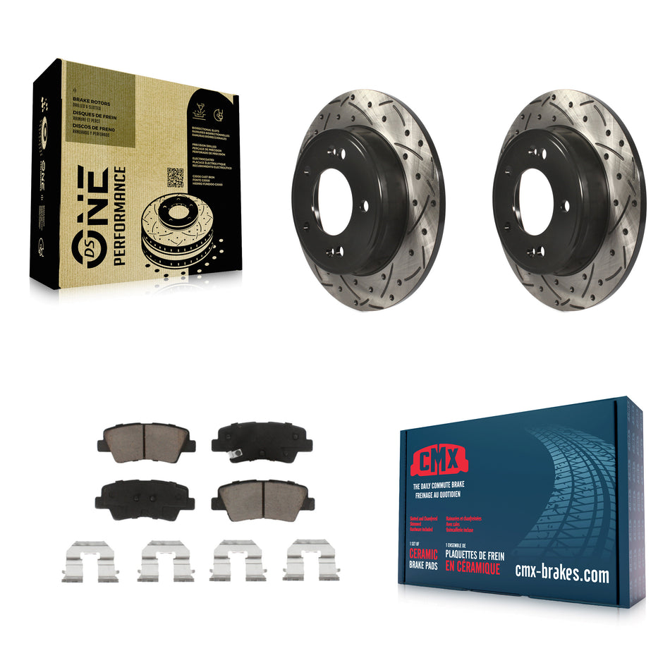 Rear Coated Drilled Slotted Disc Brake Rotors And Ceramic Pads Kit For Hyundai Elantra Kia Soul Forte Veloster GT Forte5 Coupe Koup KDC-100760