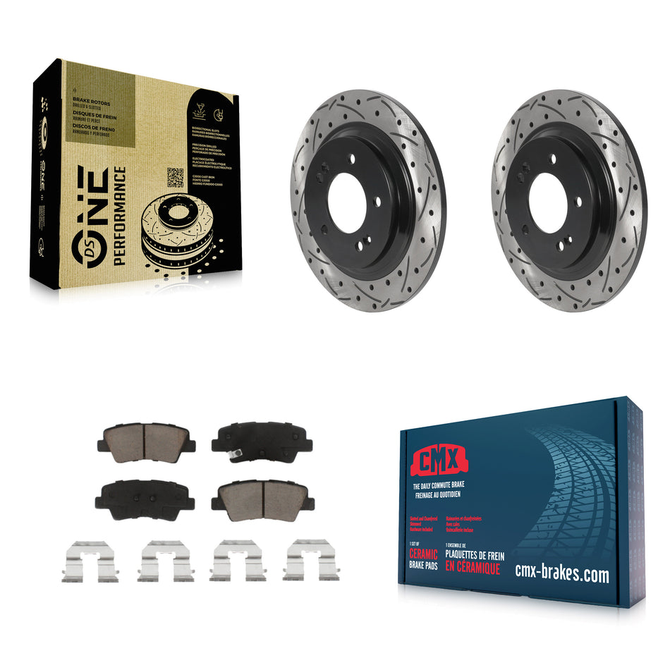 Rear Coated Drilled Slotted Disc Brake Rotors And Ceramic Pads Kit For Kia Optima Hyundai Sonata Soul EV KDC-100761